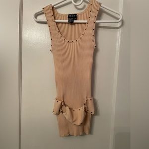 Tracy M. Beige Ribbed Fitted Tank